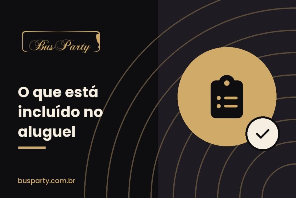 Ilustração da Bus Party sobre o que está incluído no aluguel
